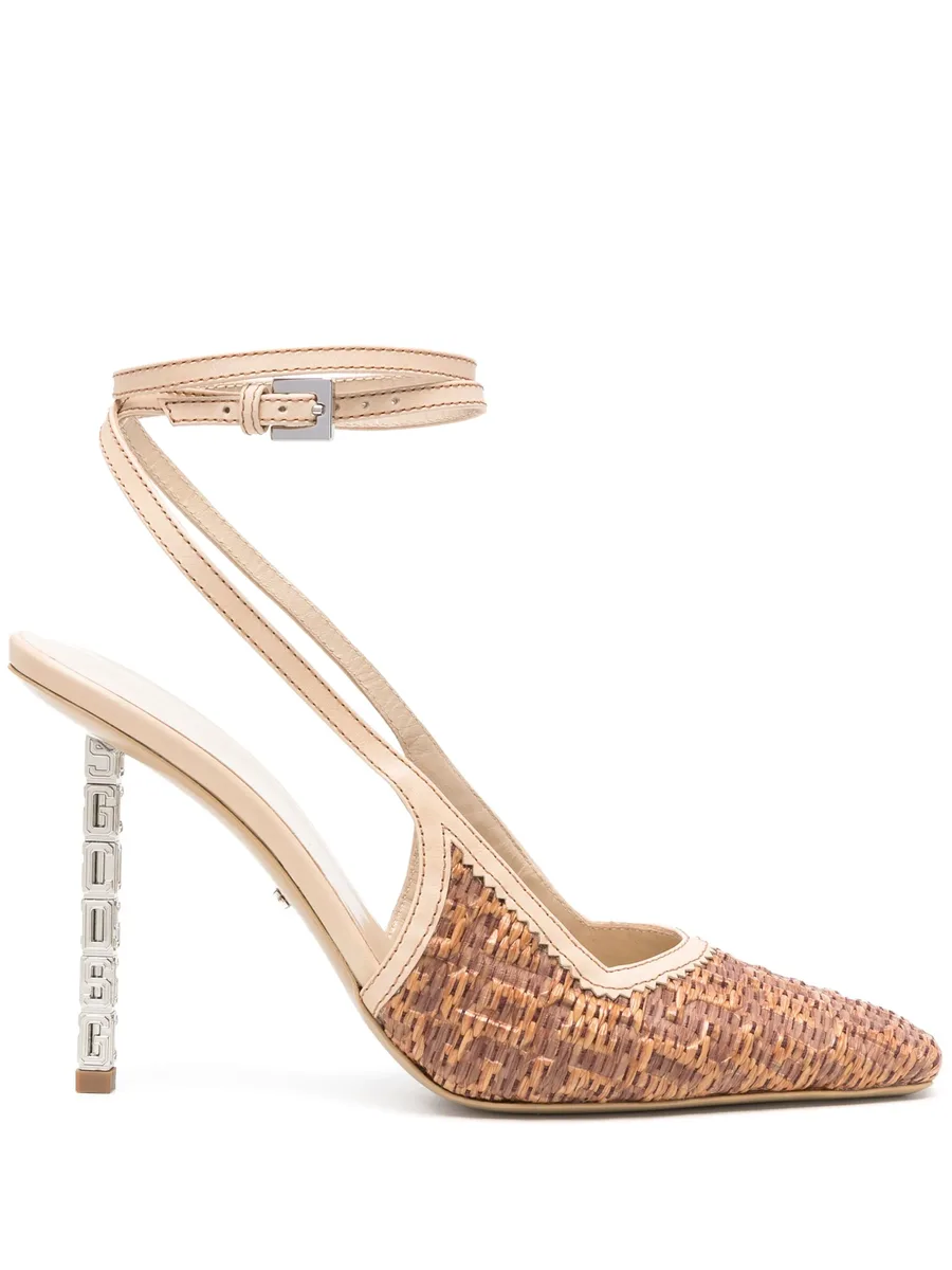 100mm GCDS Cube monogram-raffia pumps 2