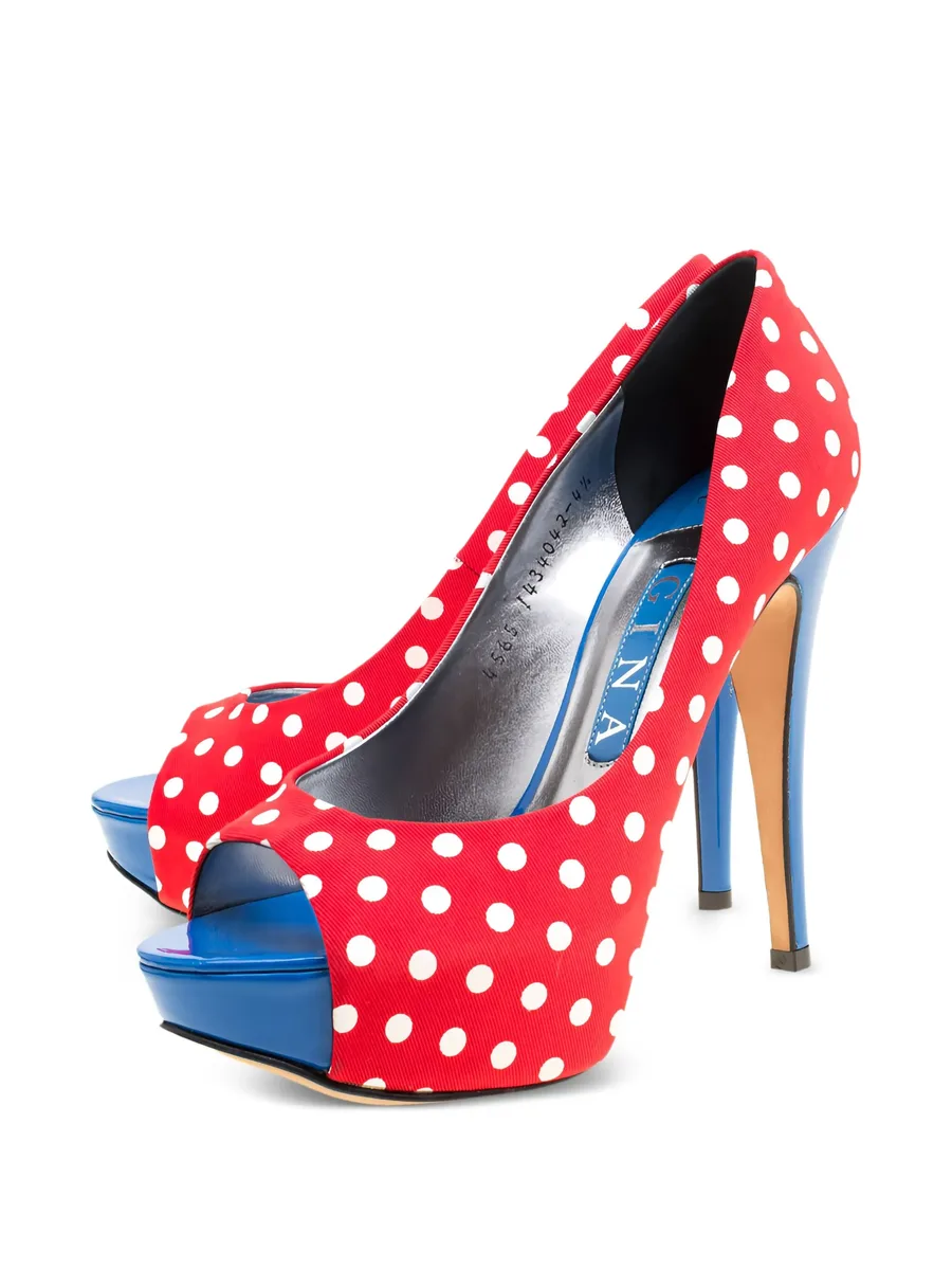 polka-dot open-toe platform heels 4