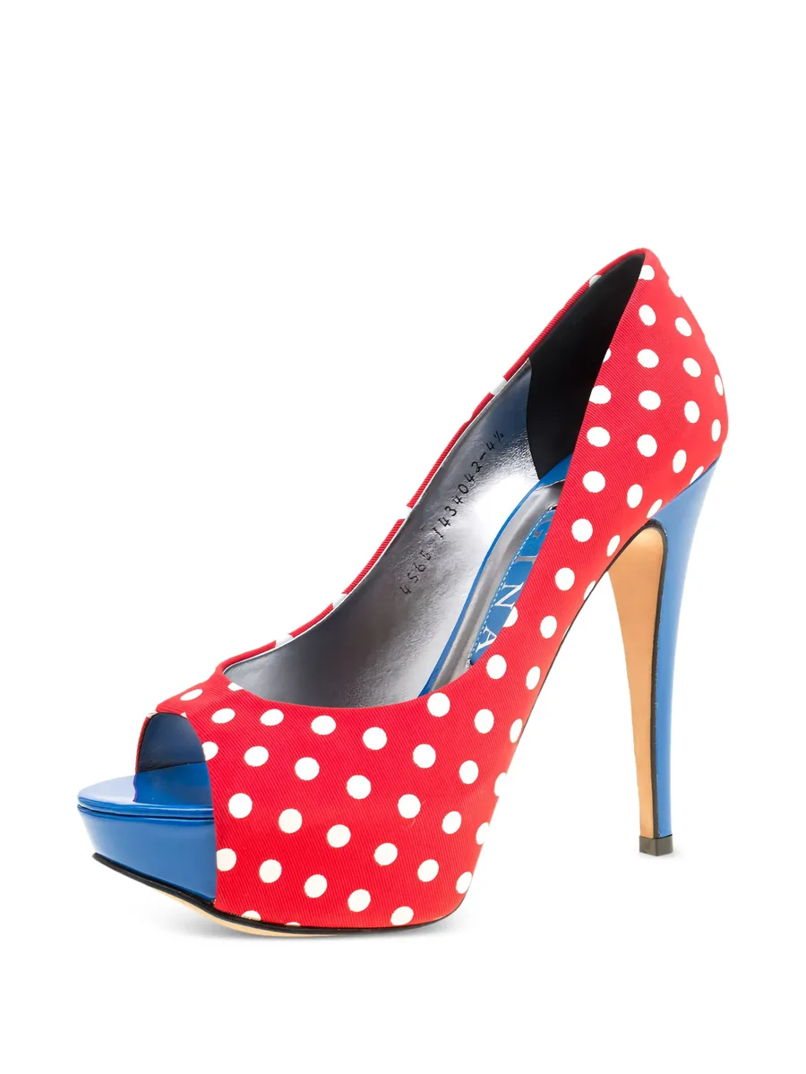 polka-dot open-toe platform heels 5