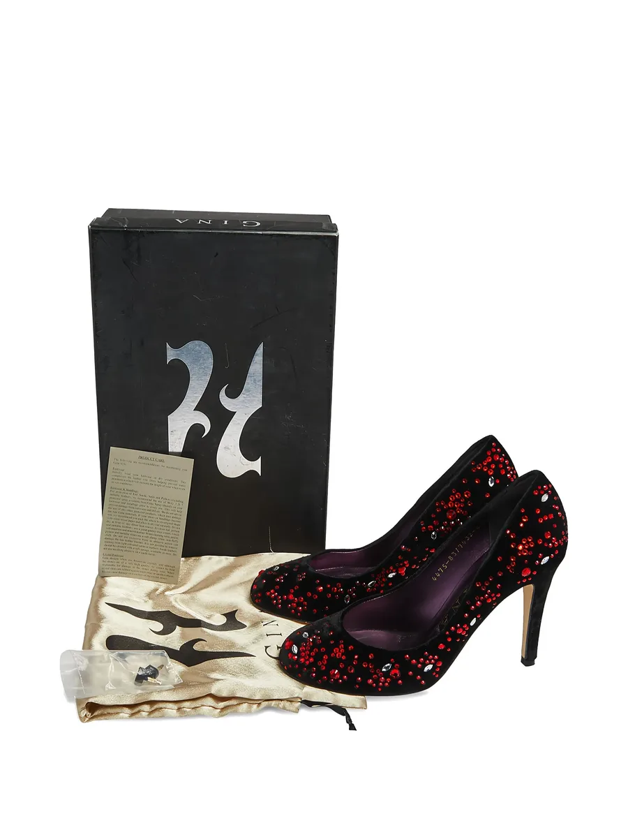 100mm crystal-embellished velvet pumps 13