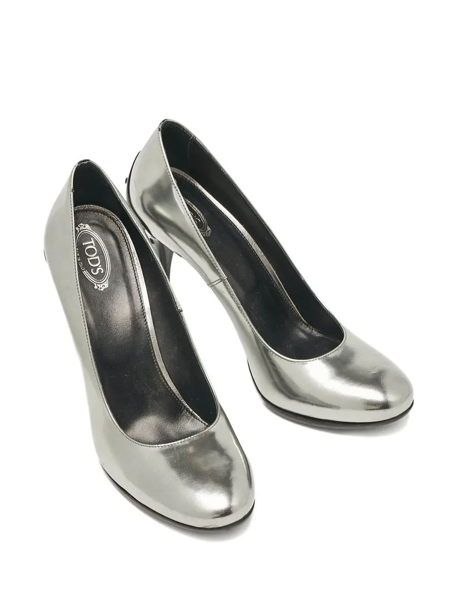 pre-owned 120mm leather pumps 4