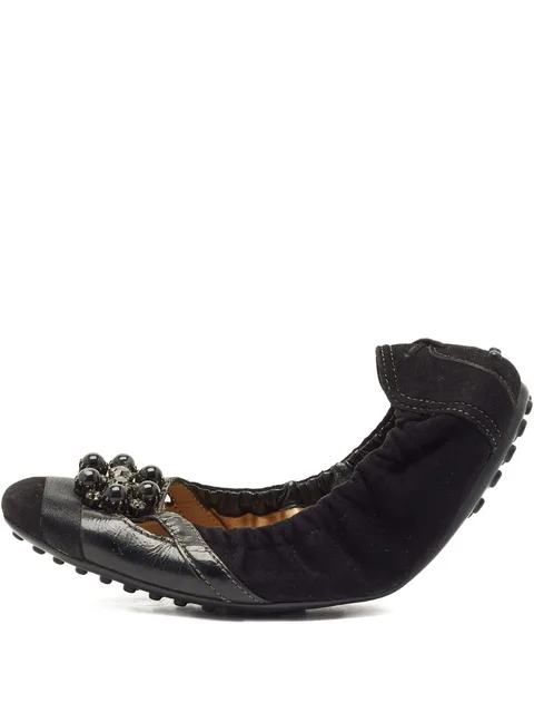 beaded panelled ballet flats