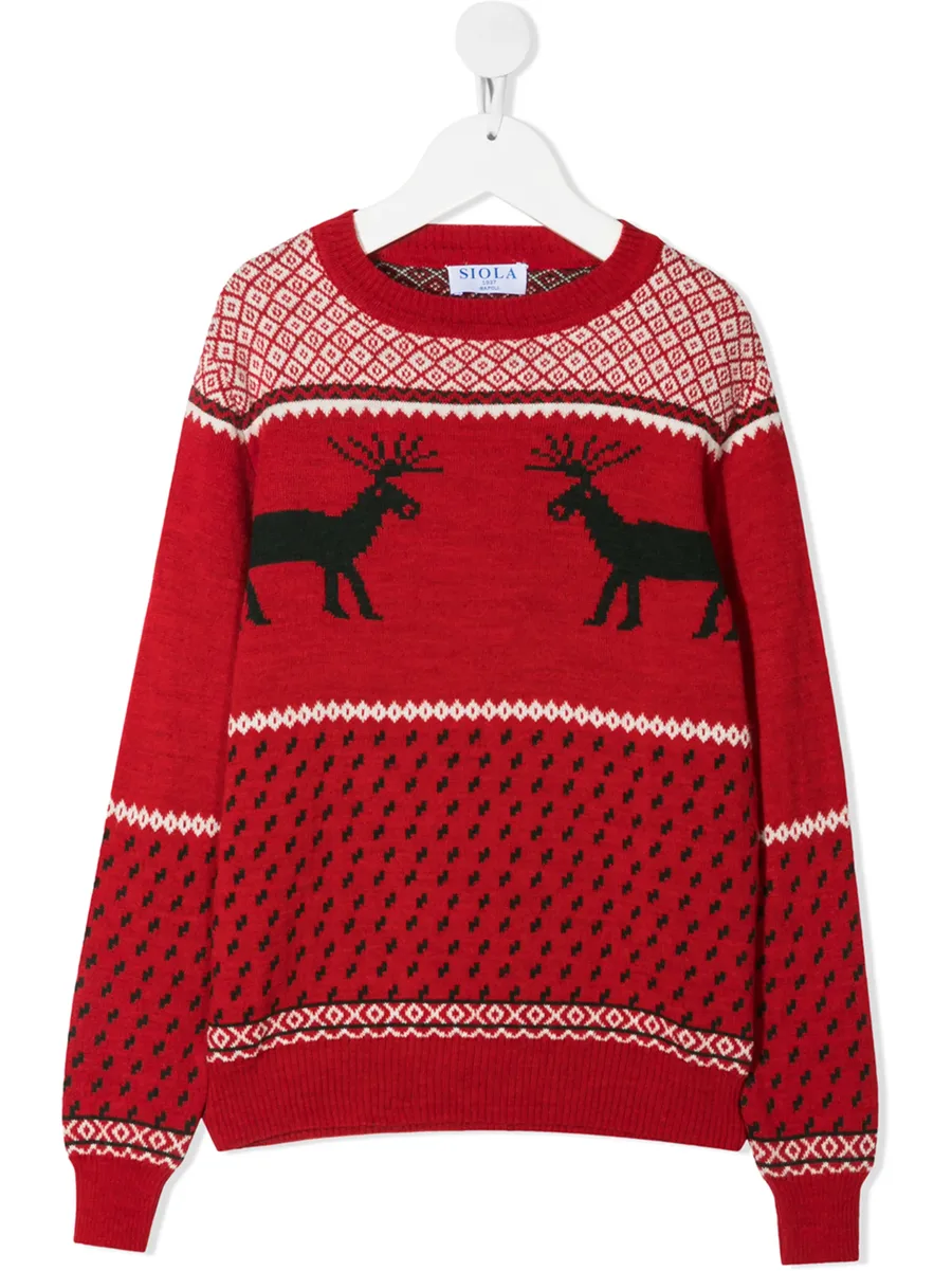 TEEN reindeer-motif intarsia-knit jumper 1