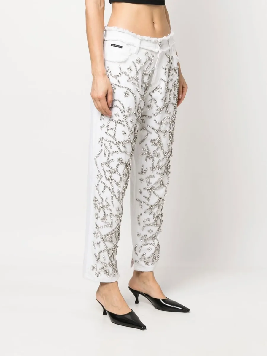 crystal-embellished mom-cut leg jeans 7