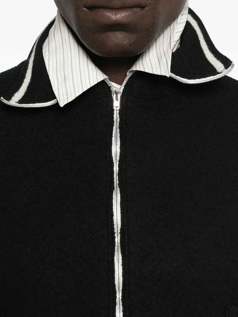 zip-front high-neck cardigan 9