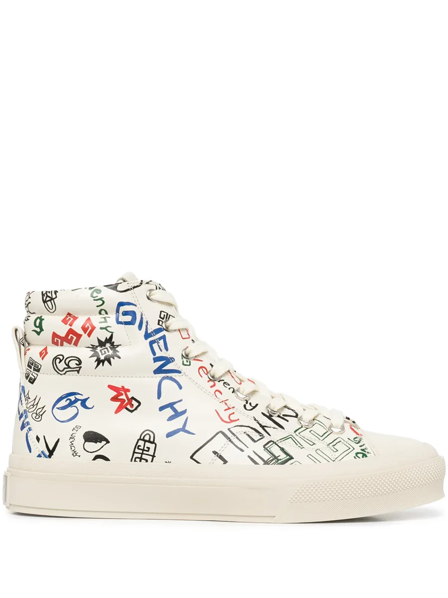 City Logo-print leather sneakers 2