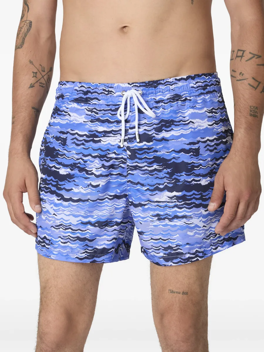 wave-pattern swim shorts 4