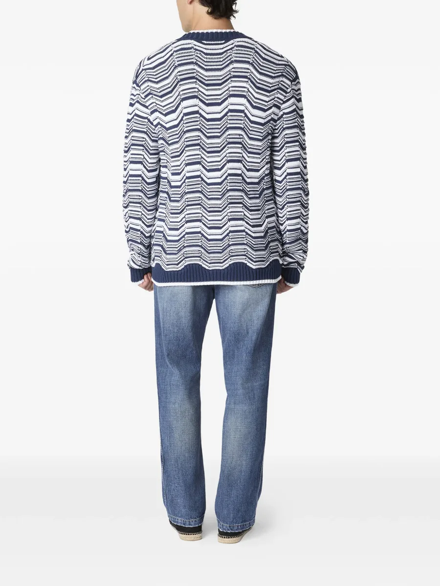 V-neck striped-pattern cardigan 6
