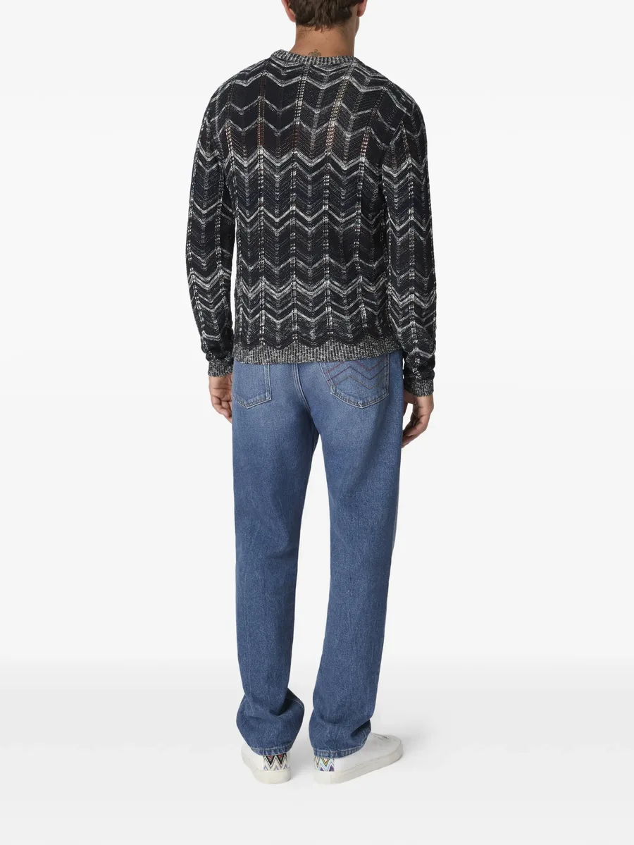 chevron-pattern crew-neck sweater 6