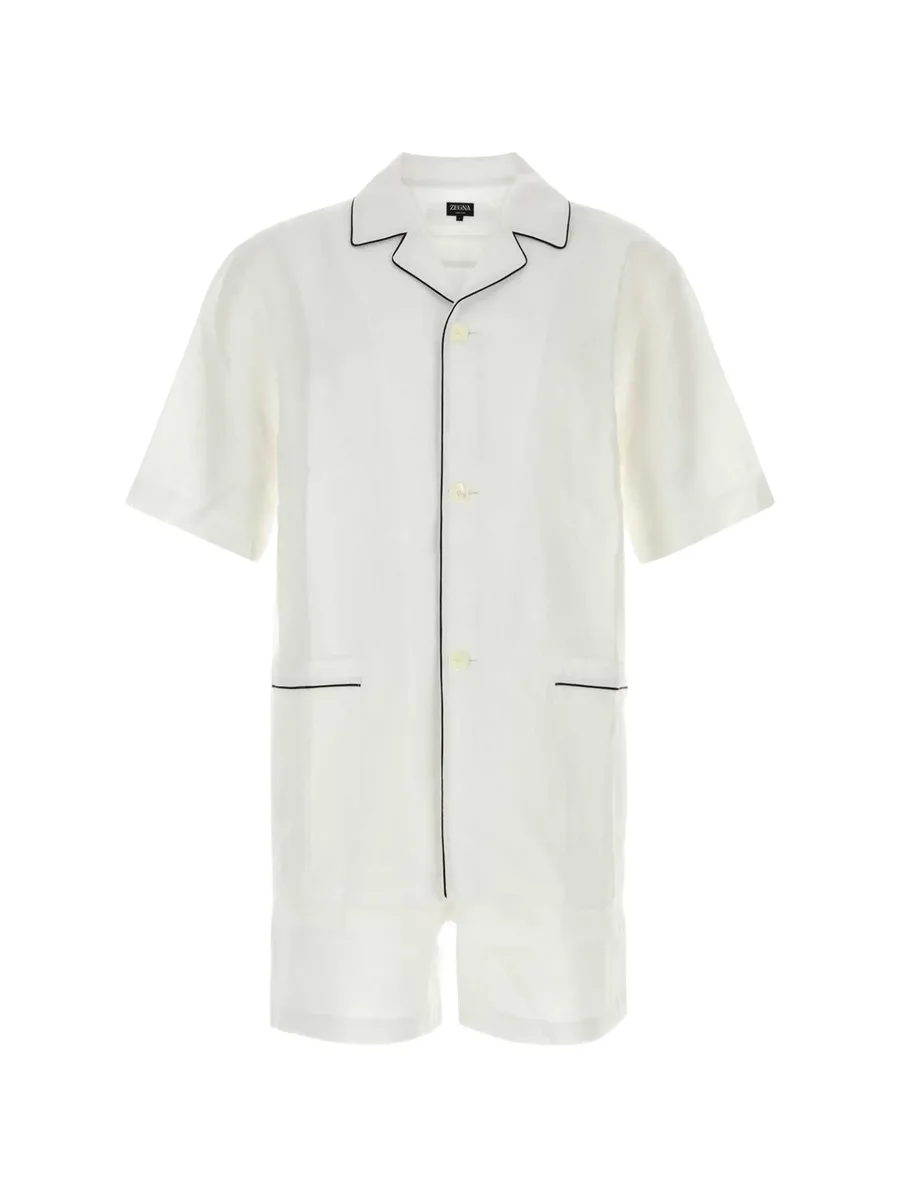 piping-detail linen pyjamas 1