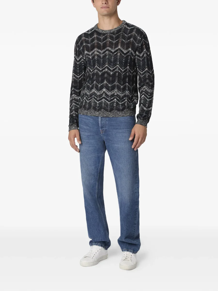 chevron-pattern crew-neck sweater 3