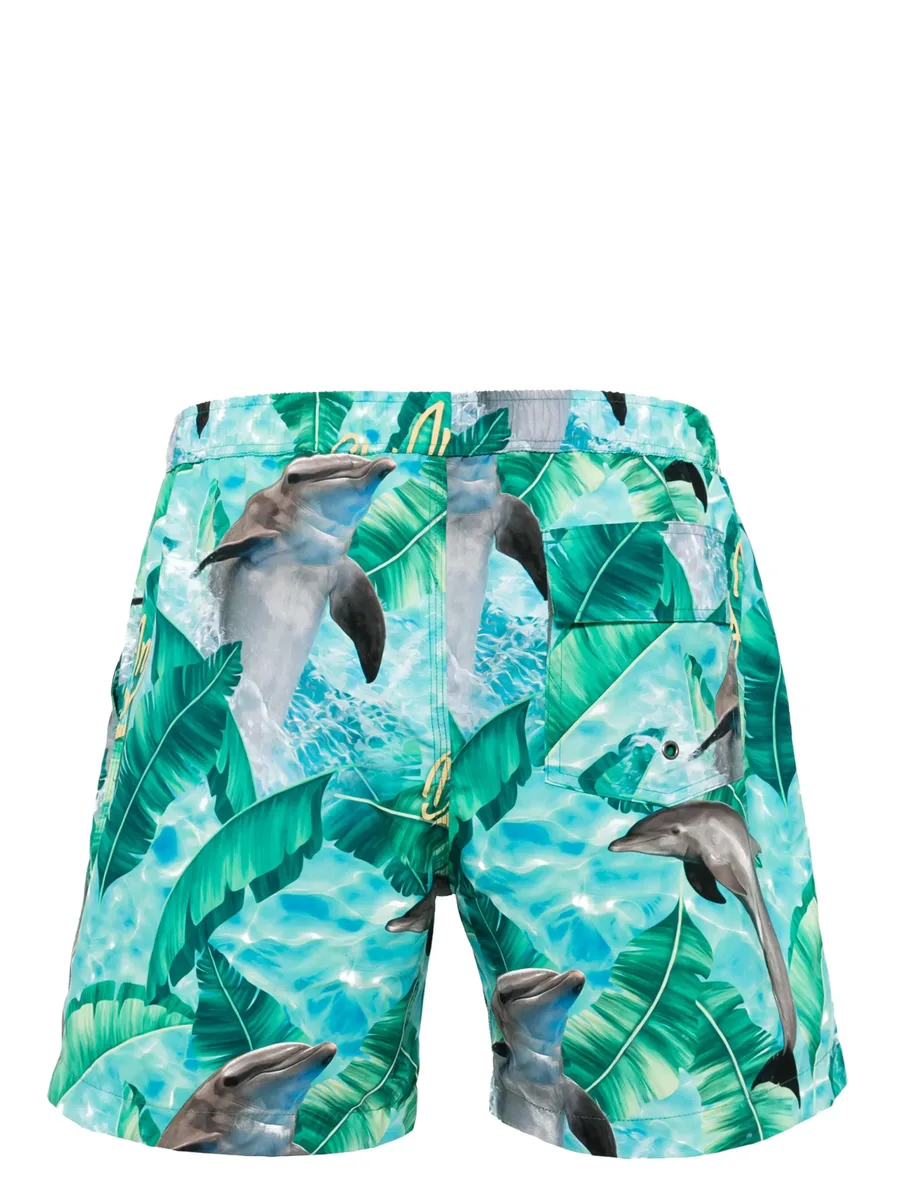 dolphin-print drawstring swim shorts 3