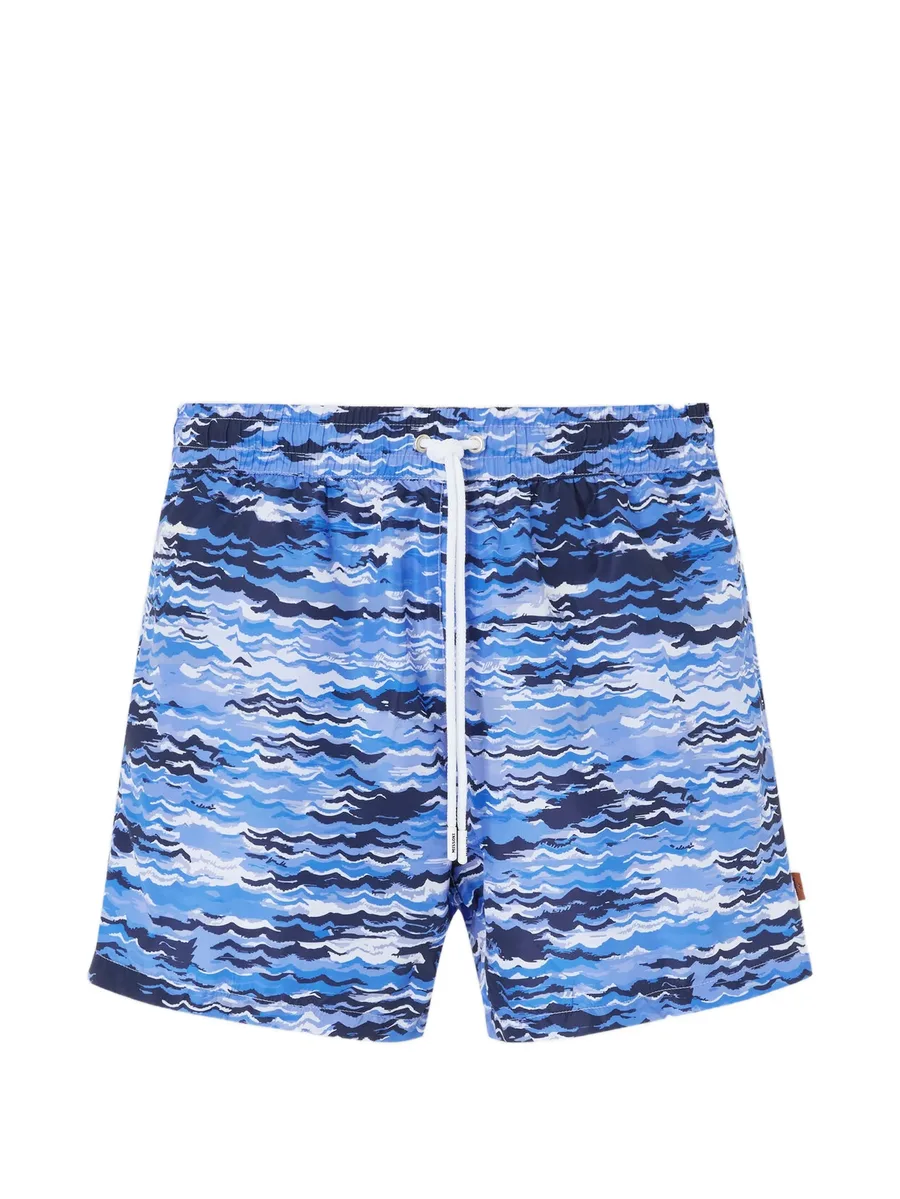 wave-pattern swim shorts 1