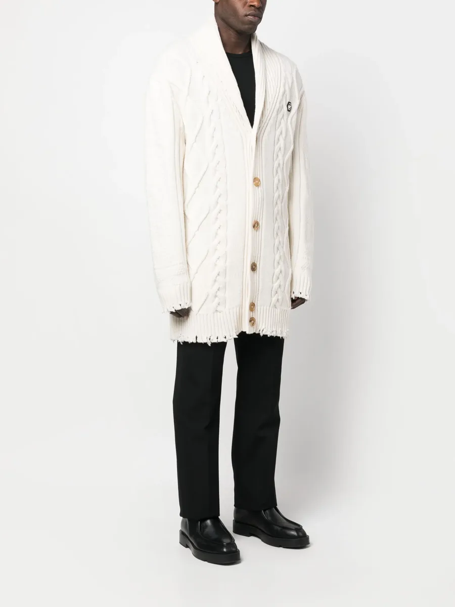cable-knit distressed-finish cardigan 6