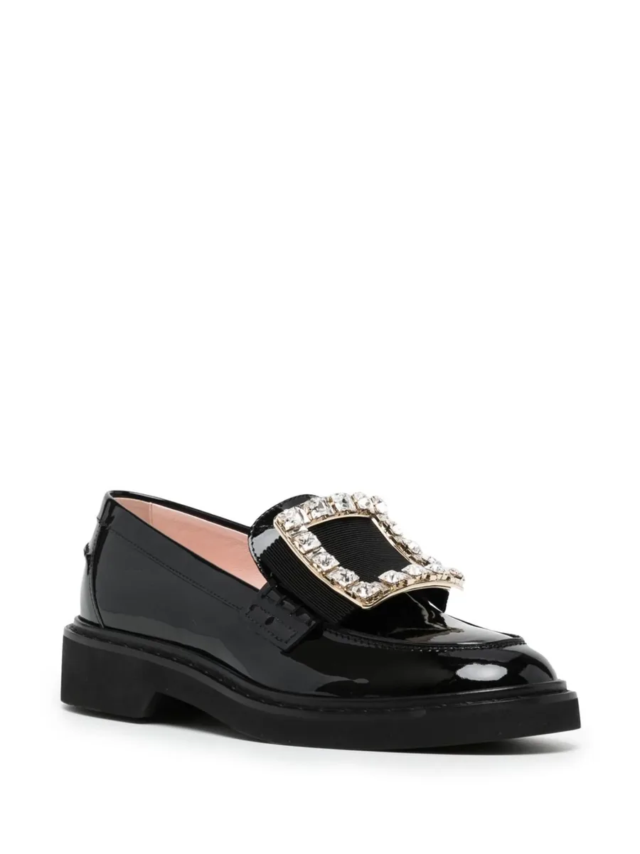 crystal-embellished patent leather loafers 4