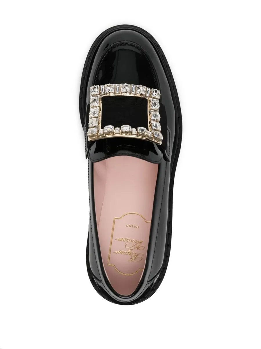 crystal-embellished patent leather loafers 8