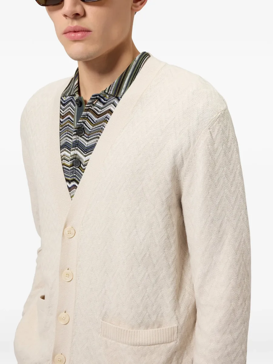 textured V-neck cardigan 8