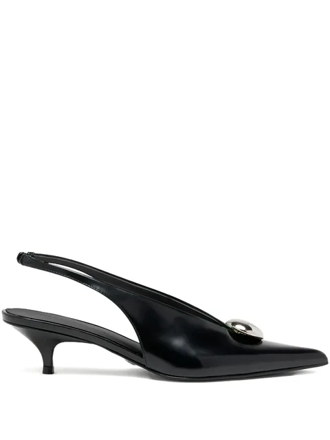 leather heeled pumps