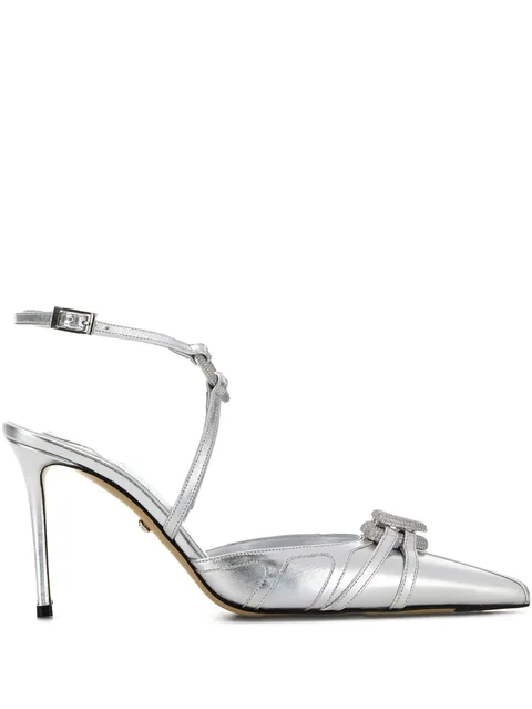 95mm crystal-embellished ankle-strap pumps