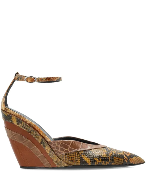 110mm snakeskin-panel wedge trainers