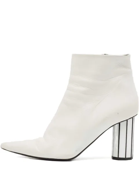 100mm pointed-toe striped-heel ankle boots