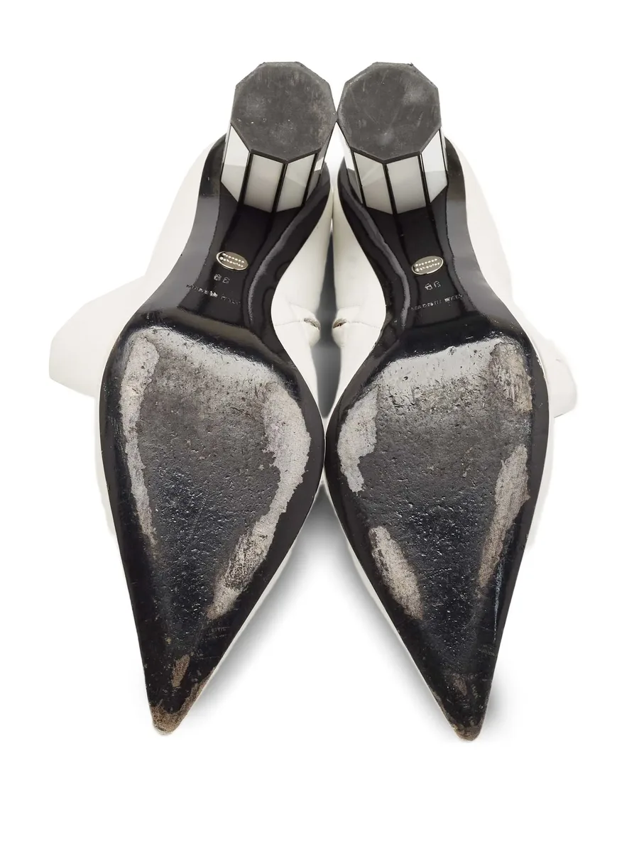 100mm pointed-toe striped-heel ankle boots 8