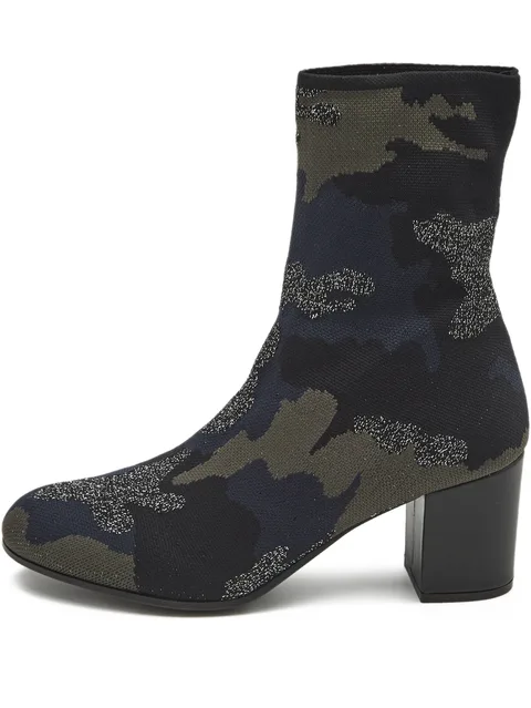 camouflage knit ankle boots