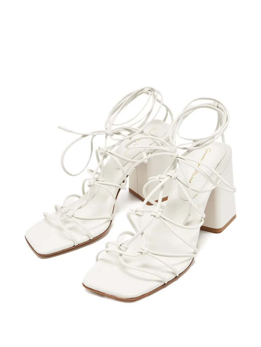 pre-owned 95mm knotted leather sandals 4