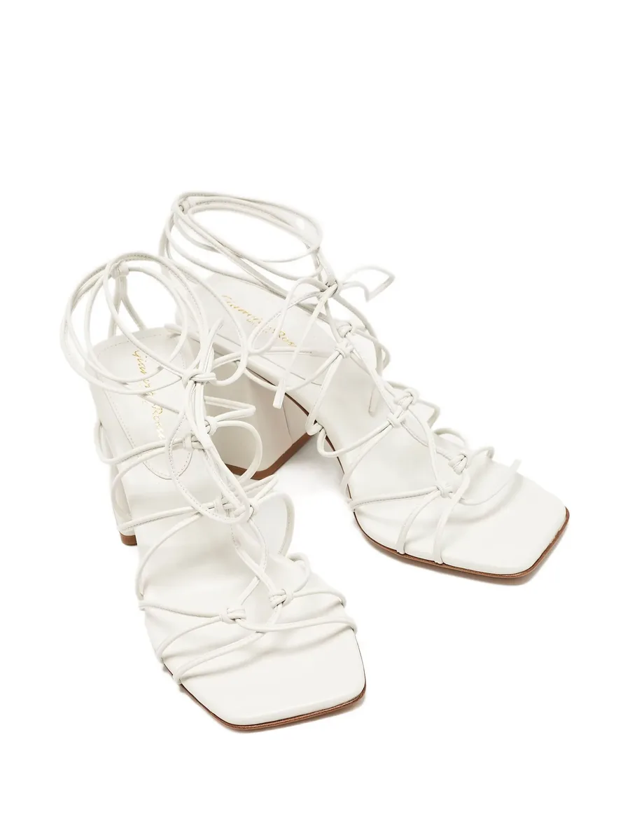 pre-owned 95mm knotted leather sandals 6