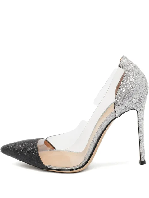 pre-owned 105mm glitter pumps