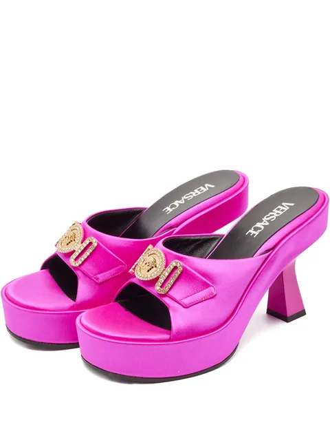 medusa platform satin mules