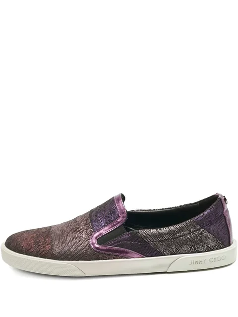 lace-print suede sneakers