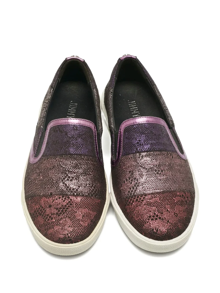 lace-print suede sneakers 5