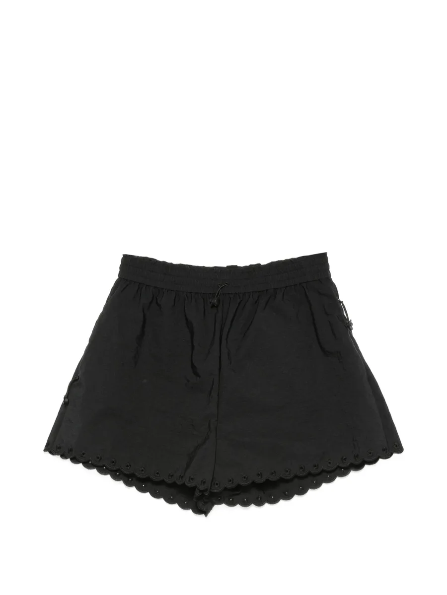 scalloped-edge floral-embellished shorts 1