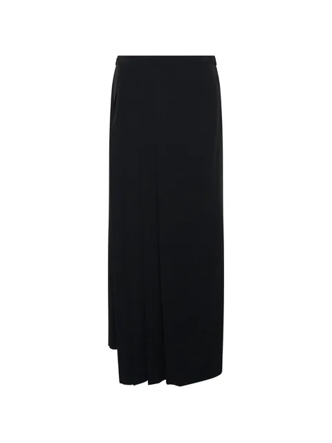 long pleated wrap skirt
