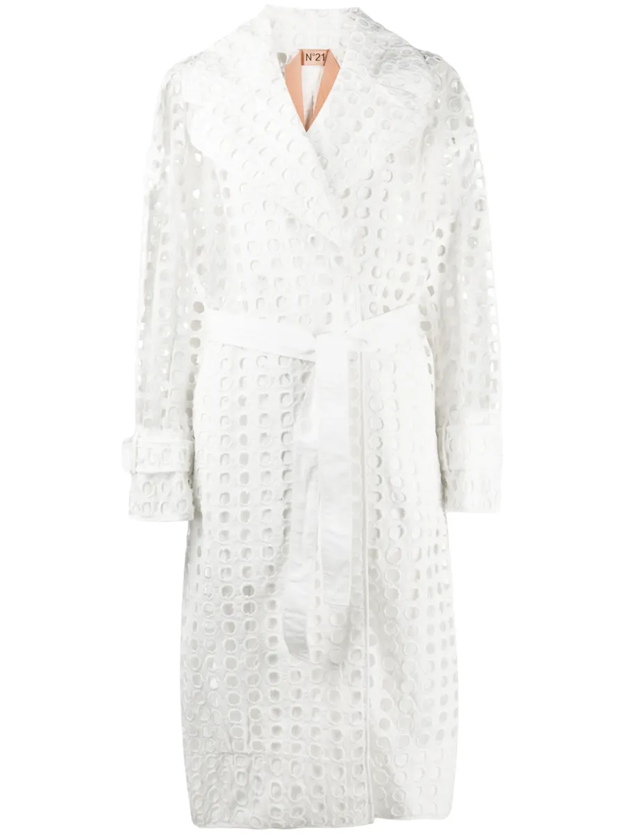 perforated-design midi coat 1