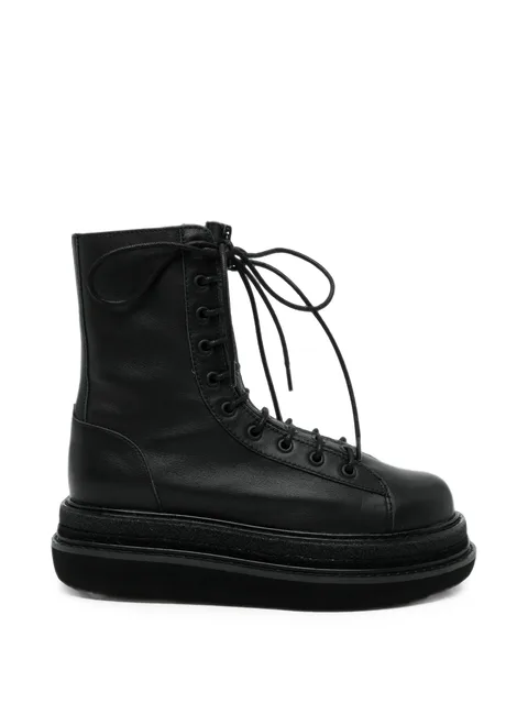 oil-leather zip military boots
