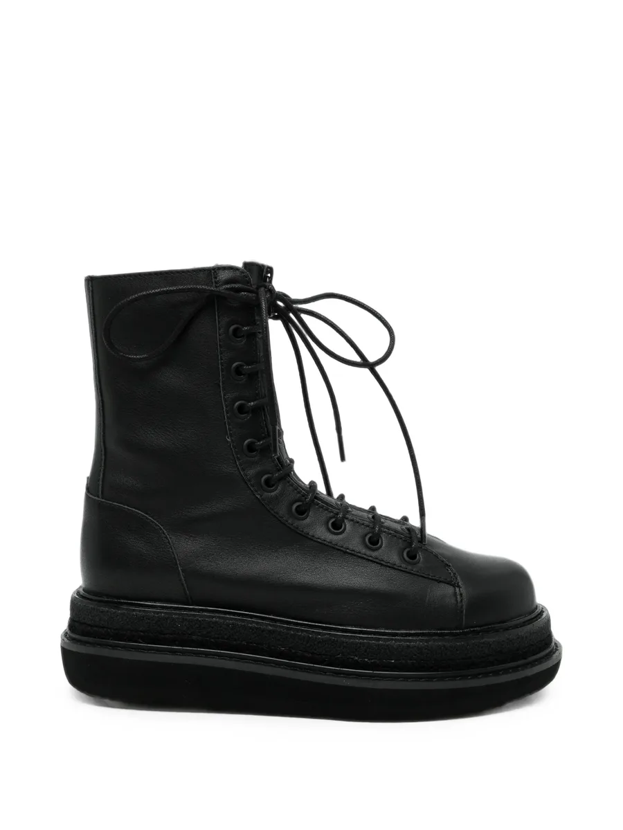 oil-leather zip military boots 1