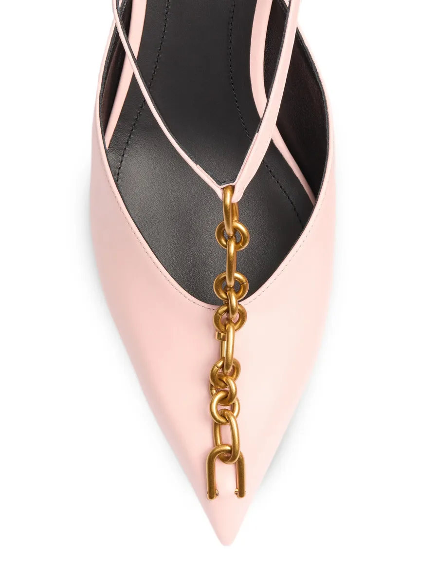 Sync chain kitten slingbacks in leather 10