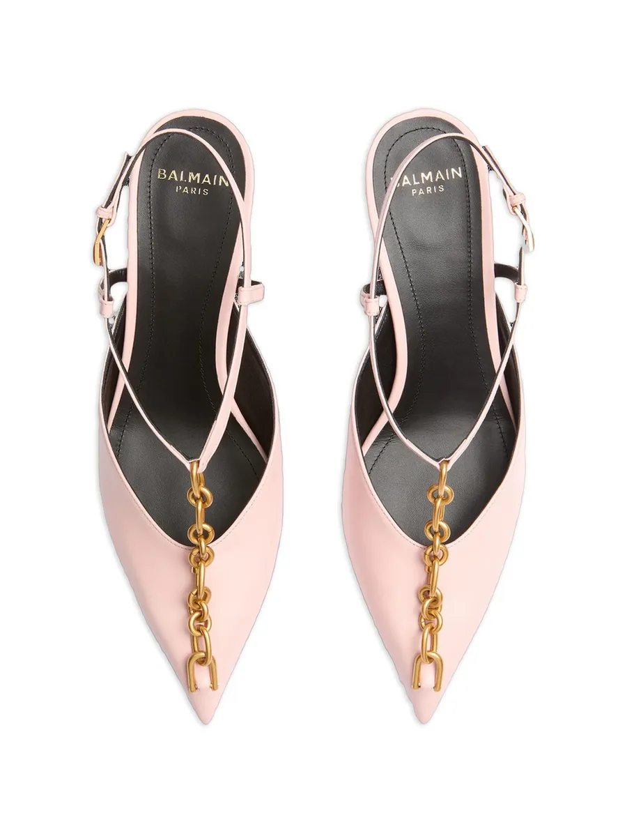 Sync chain kitten slingbacks in leather 7