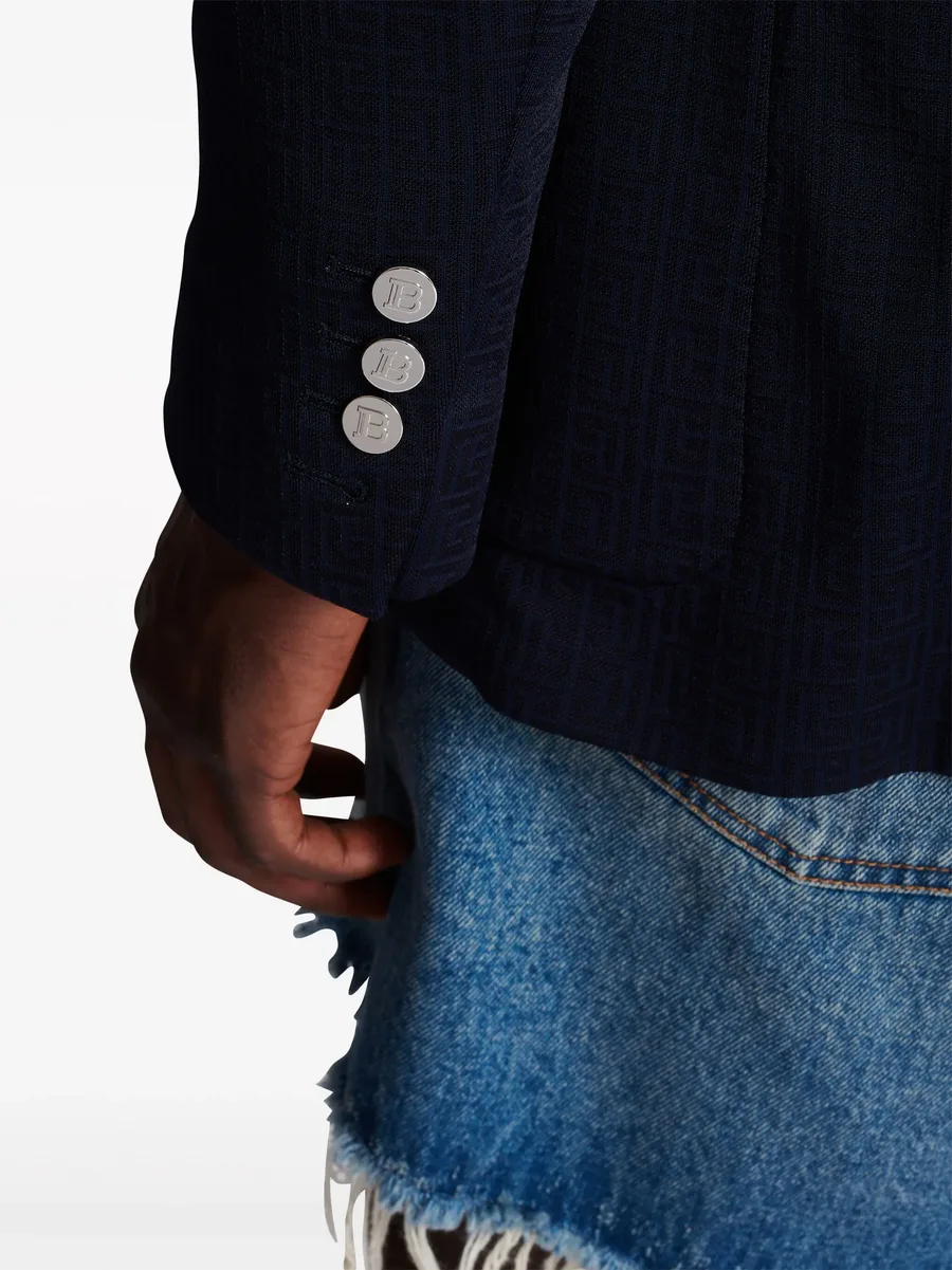 monogram-pattern double-breasted blazer 13