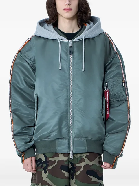 integrated-hood bomber jacket
