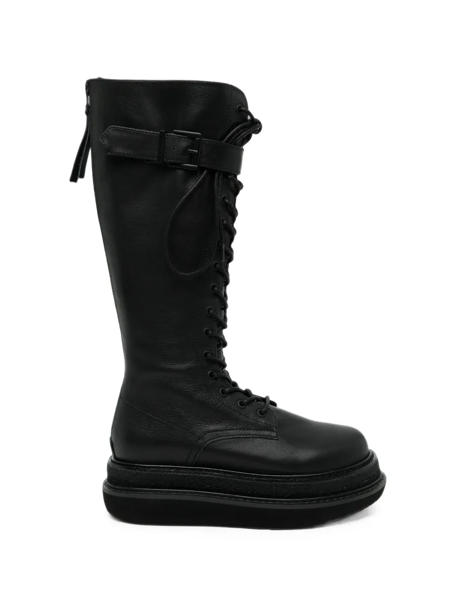 oil-leather buckled boots 1