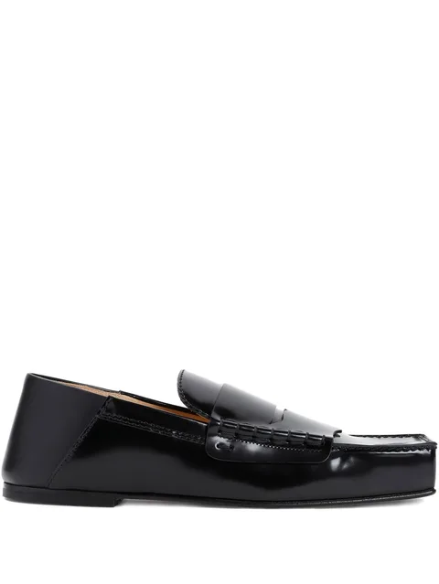 leather square-toe loafers