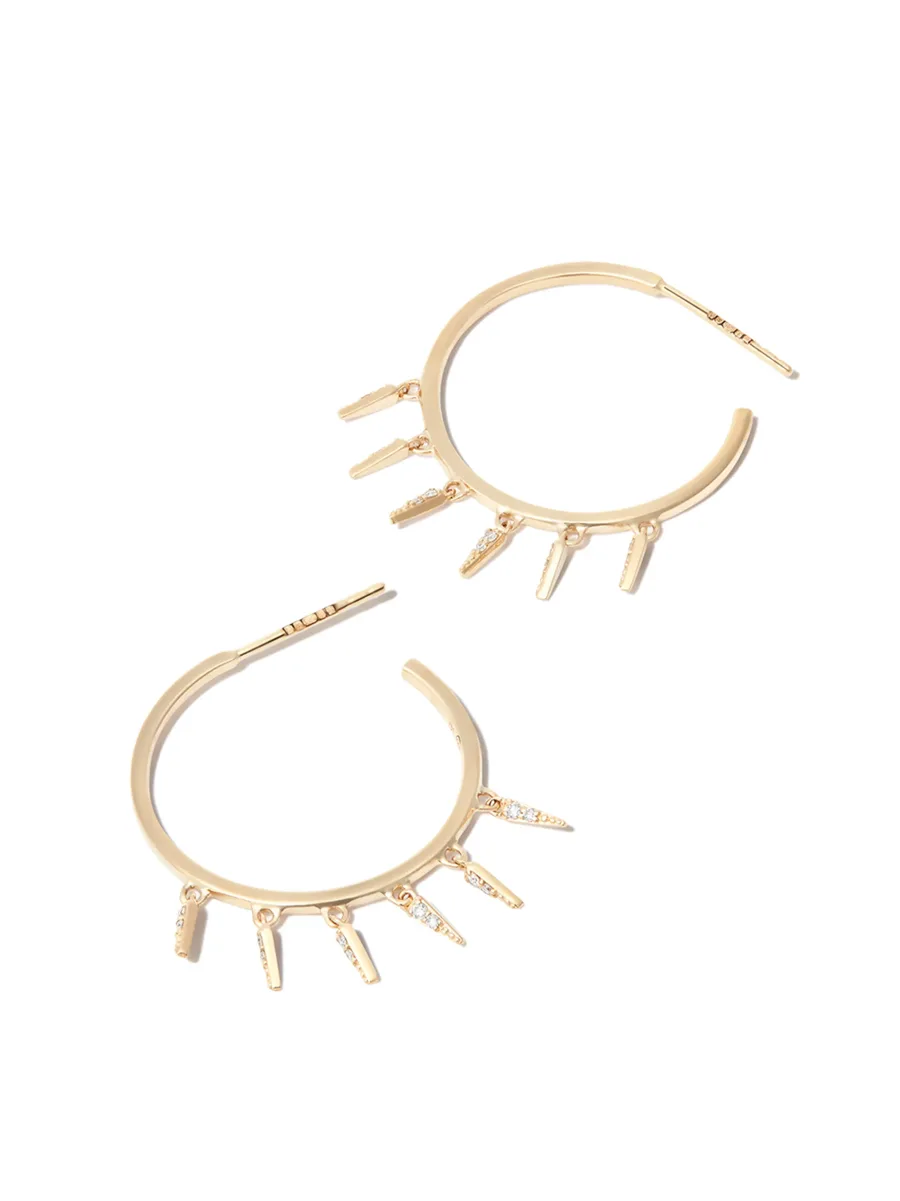 14kt yellow gold Fringe diamond hoop earrings 3