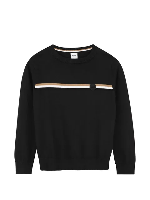 stripe-detail logo-patch sweater