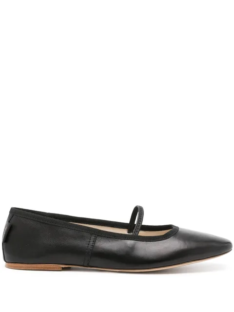 round-toe leather ballerina shoes