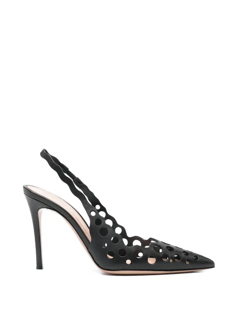 laser-cut slingback heeled pumps