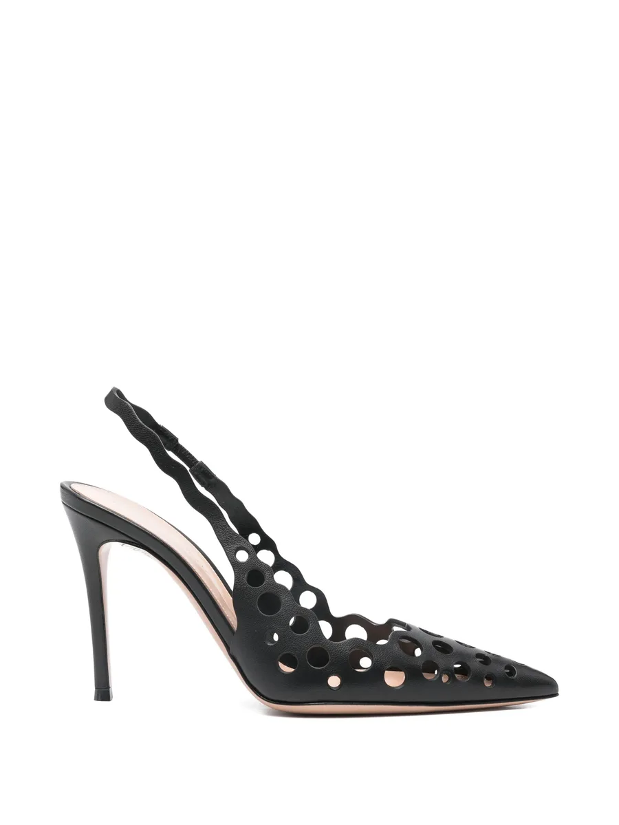 laser-cut slingback heeled pumps 1