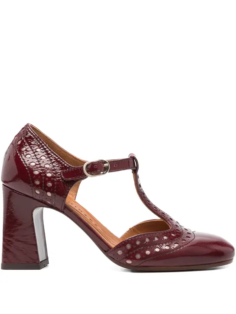 85mm perforated T-bar heeled pumps